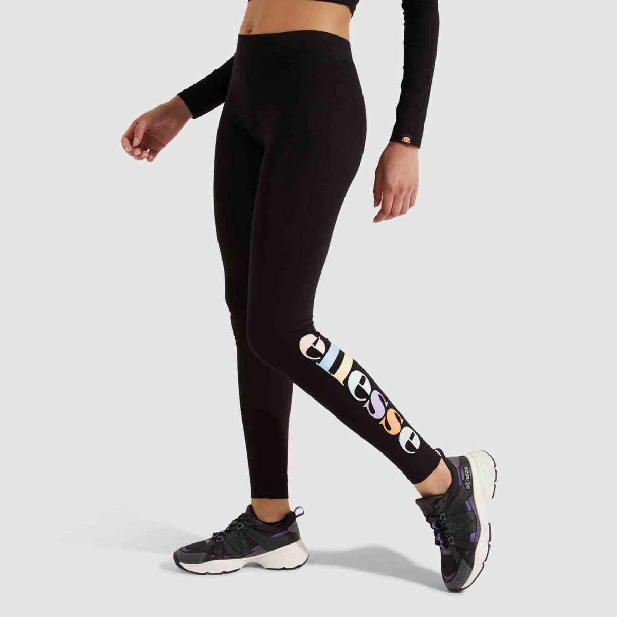 El Musica Branded Patterned Leggings Gray Ellesse - Alexandalexa